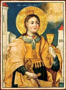 Dřevěná ikona - sv.Barbora